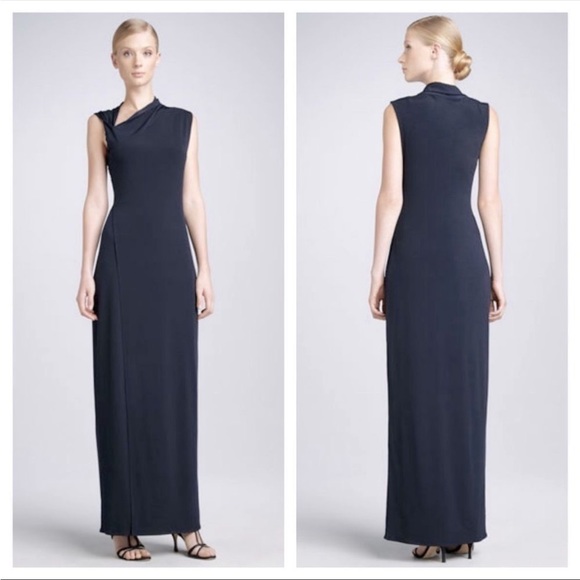 Elie Tahari Jeanie Asymmetric Maxi Dress Blue - Picture 1 of 3